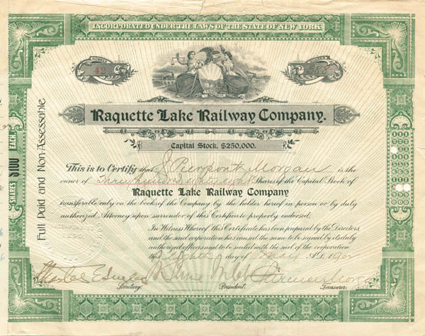 J. Pierpont Morgan Raquette Lake Railway Co.